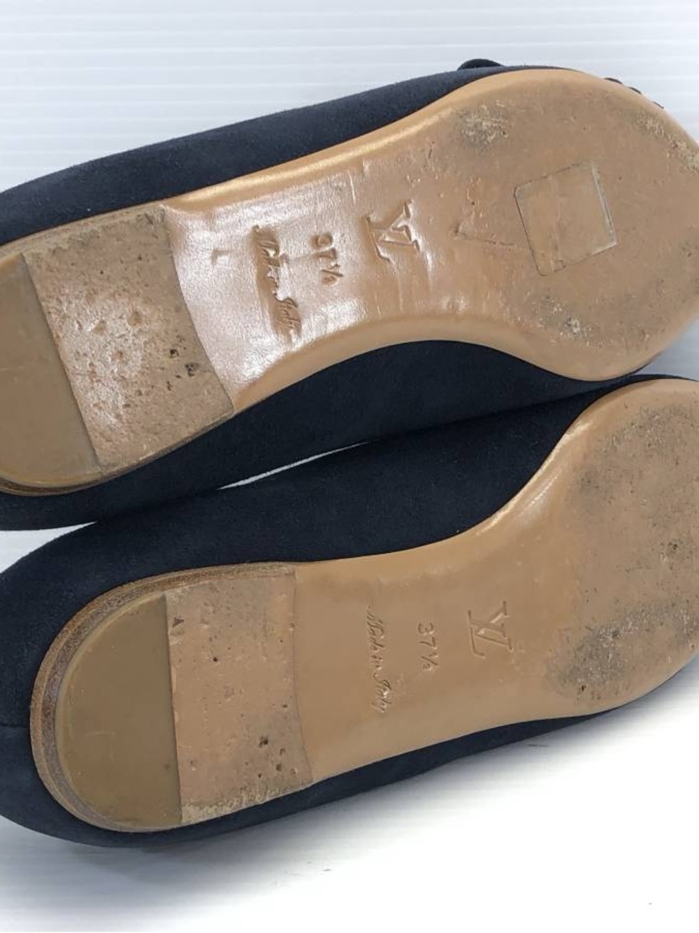 Louis Vuitton Navy Peep-Toe Bow Flats - Picture 9 of 10